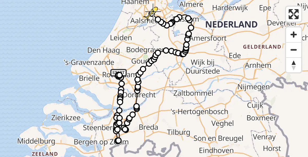 Routekaart van de vlucht: Politieheli naar Schiphol, Stadhoudersweg