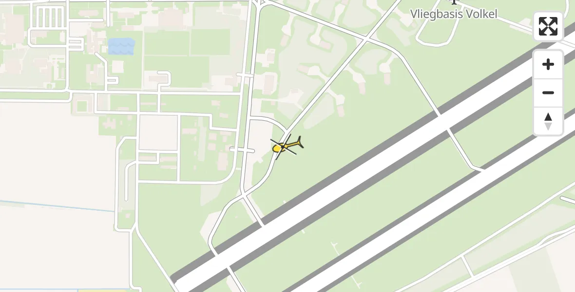 Routekaart van de vlucht: Politiehelikopter naar Vliegbasis Volkel