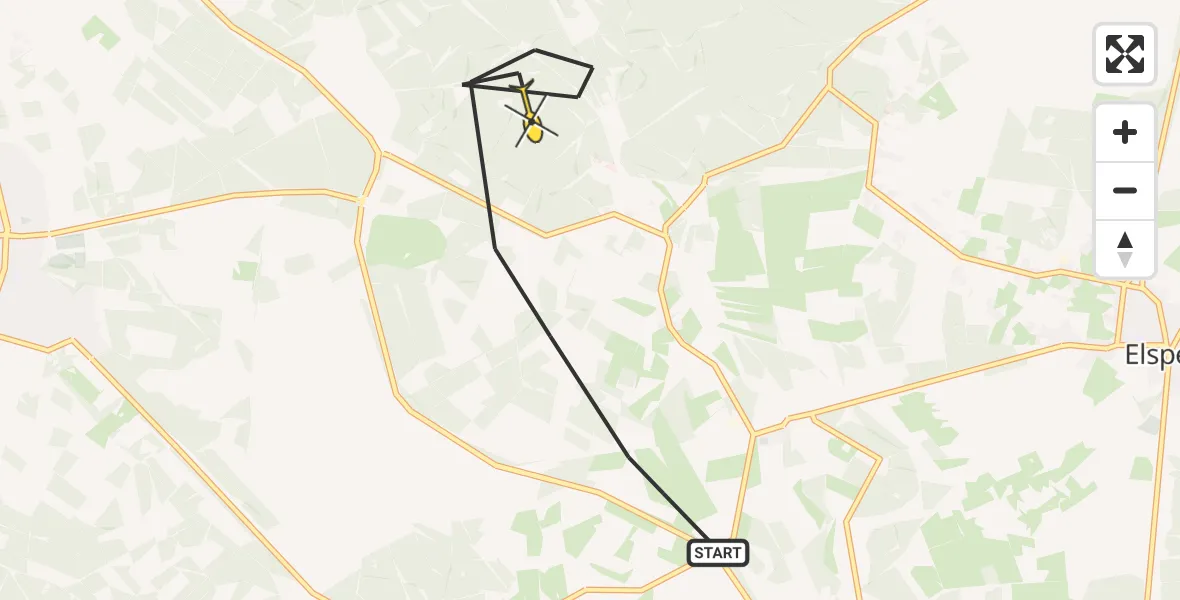 Routekaart van de vlucht: Politiehelikopter naar Ermelo, Postweg