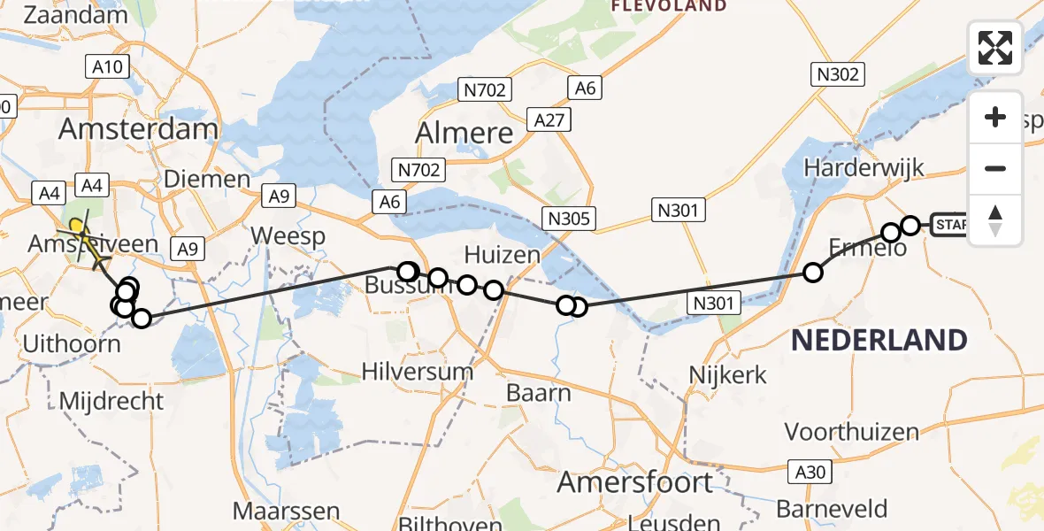 Routekaart van de vlucht: Politieheli naar Amstelveen, Cyriassischepad