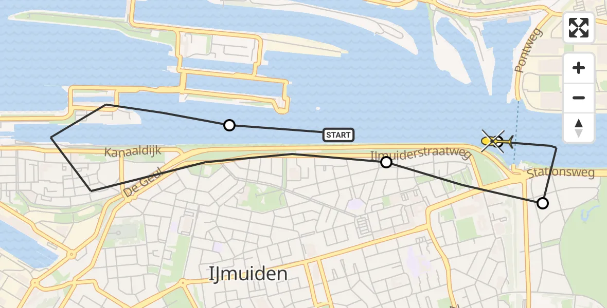 Routekaart van de vlucht: Politiehelikopter naar Sluiseiland
