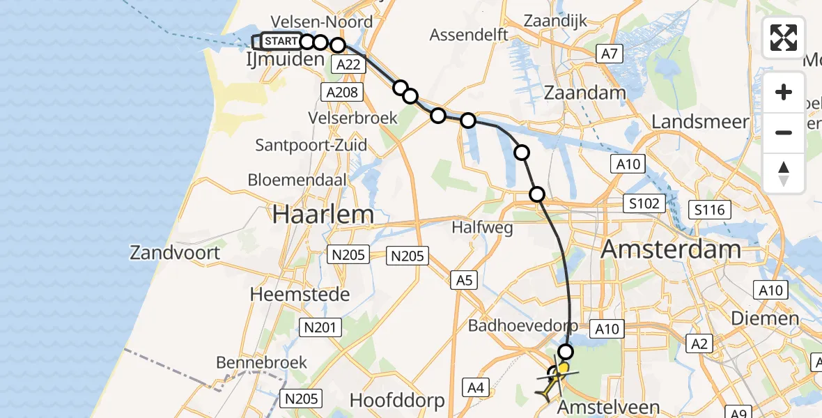 Routekaart van de vlucht: Politieheli naar Schiphol, Middenbuitentoeleidingskanaal