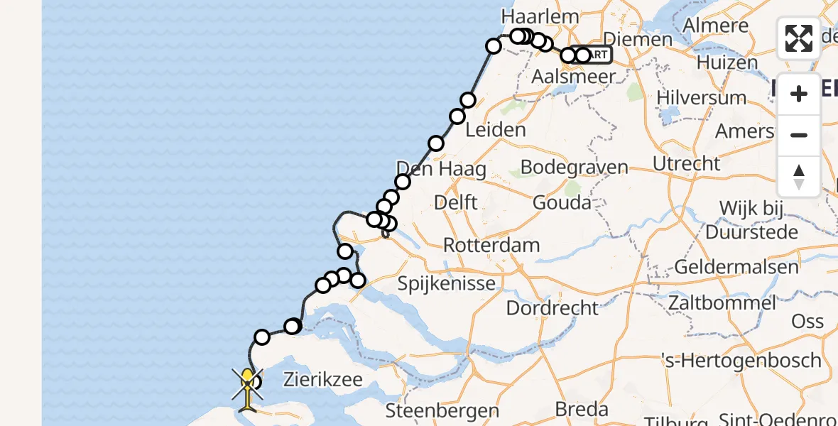 Routekaart van de vlucht: Politieheli naar Vrouwenpolder, Ceintuurbaan