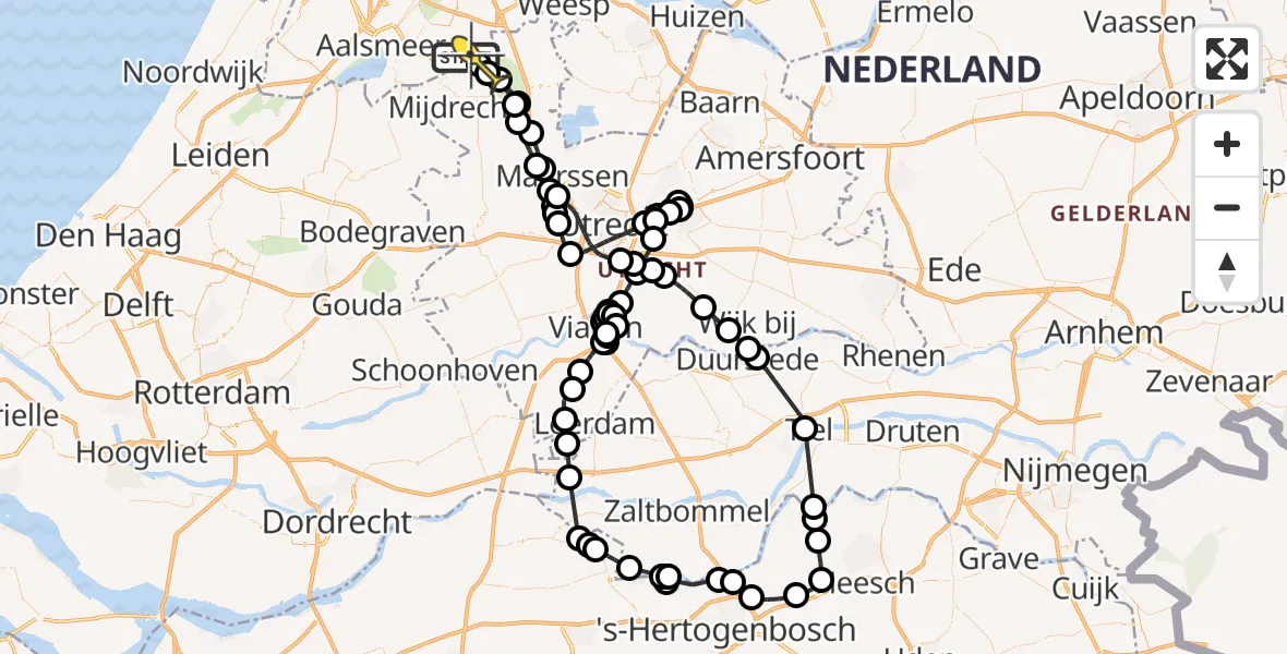 Routekaart van de vlucht: Politieheli naar Waverveen, Waver