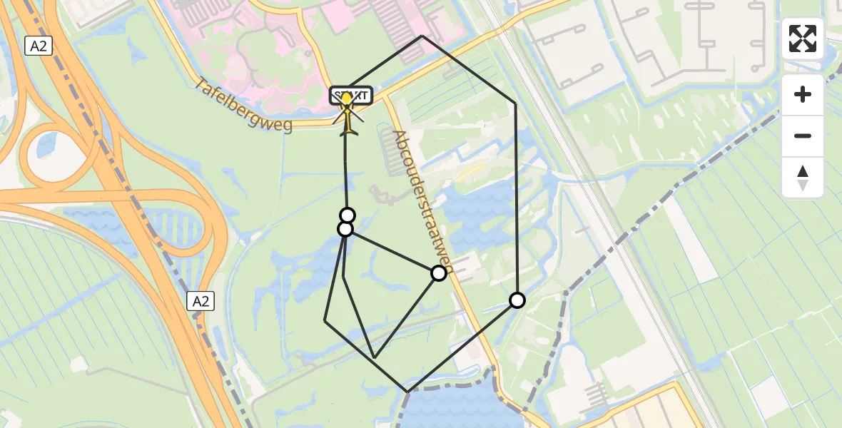 Routekaart van de vlucht: Kustwachthelikopter naar Academisch Medisch Centrum (AMC), Helipad