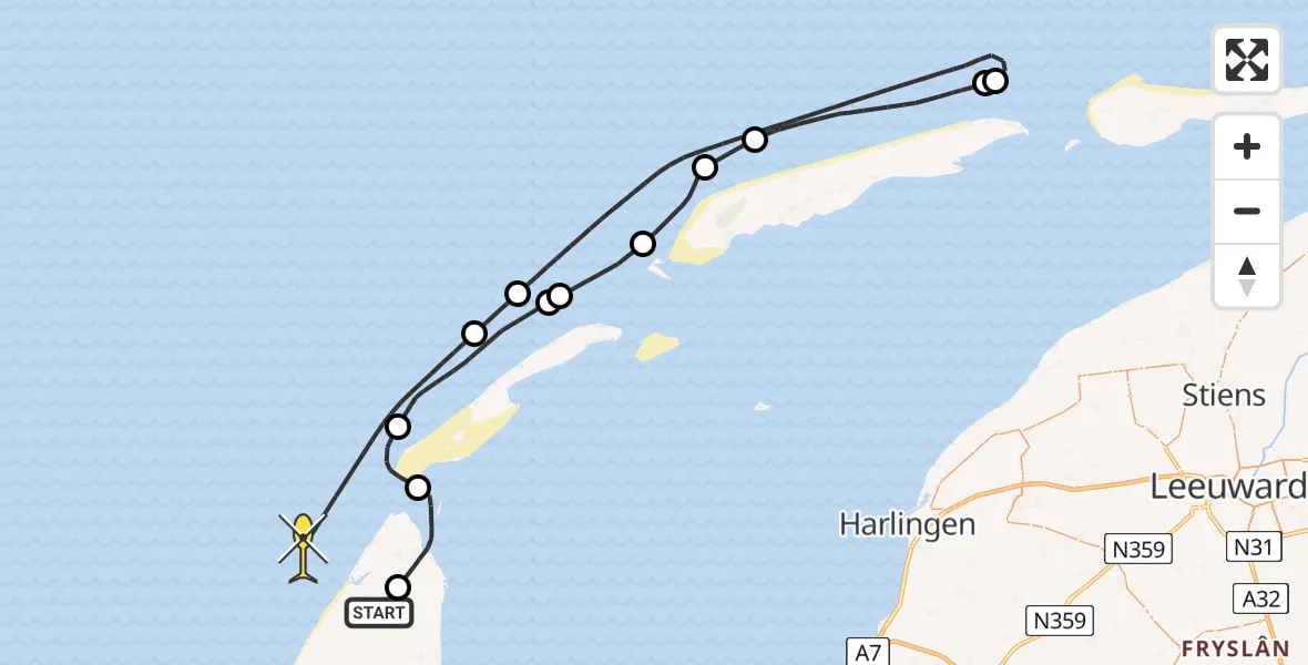 Routekaart van de vlucht: Politieheli naar Postweg