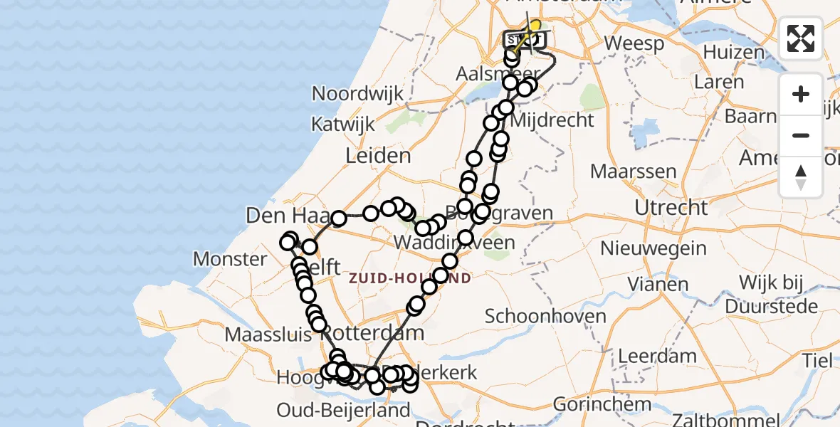 Routekaart van de vlucht: Politieheli naar Schiphol, Kraayveldstraat