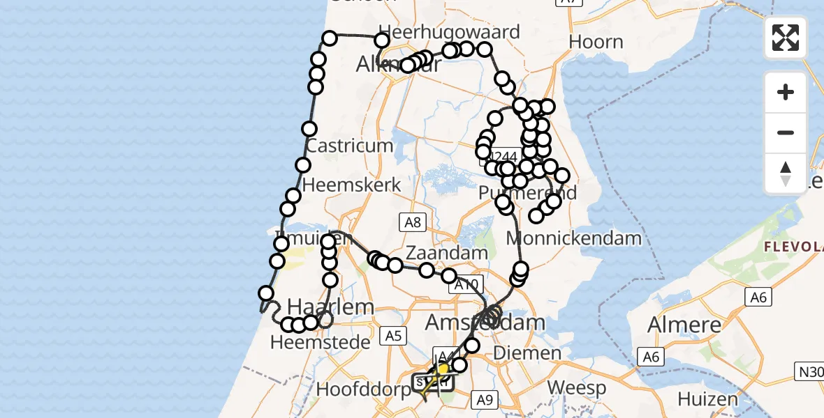 Routekaart van de vlucht: Politieheli naar Schiphol, Kraayveldstraat