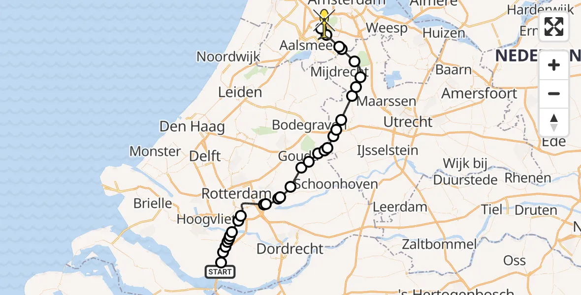 Routekaart van de vlucht: Politieheli naar Schiphol, Thermiekstraat