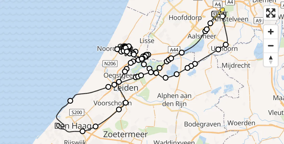 Routekaart van de vlucht: Politieheli naar Schiphol, Kraayveldstraat