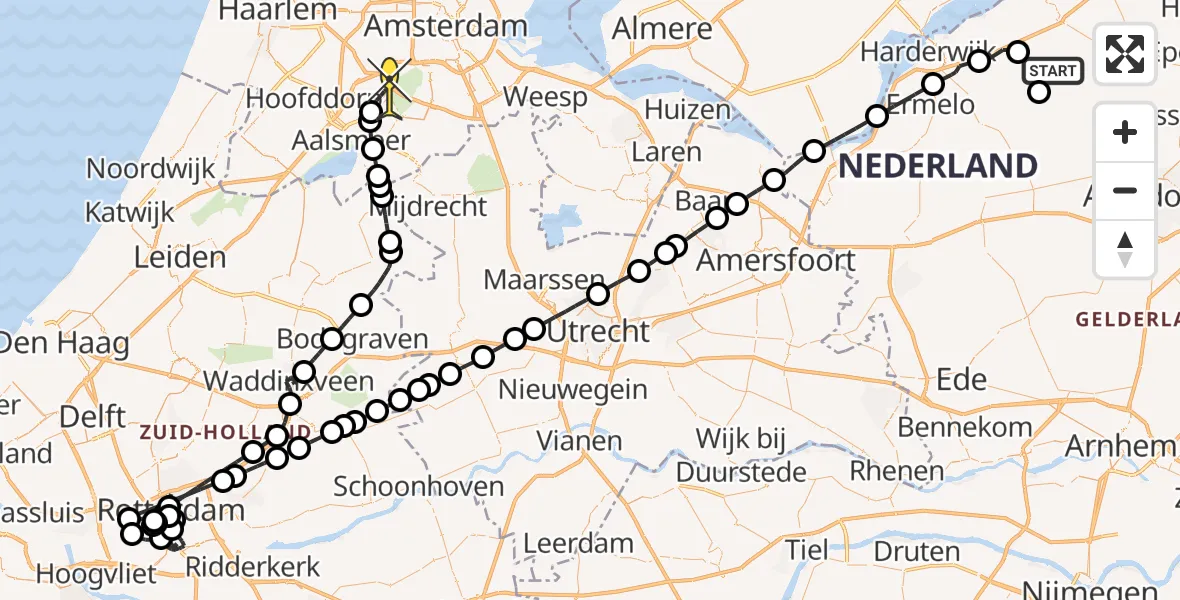 Routekaart van de vlucht: Politieheli naar Schiphol, Brandsweg