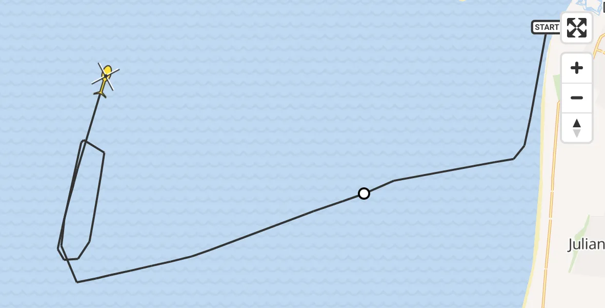 Routekaart van de vlucht: Kustwachthelikopter naar 