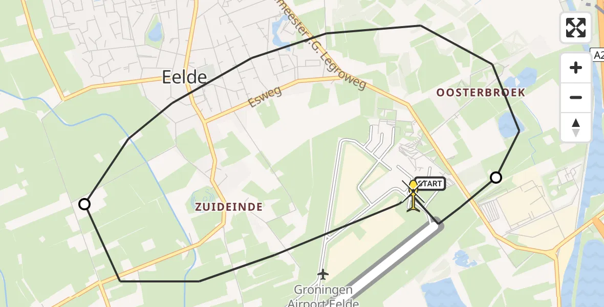 Routekaart van de vlucht: Lifeliner 4 naar Groningen Airport Eelde, Oosterloop