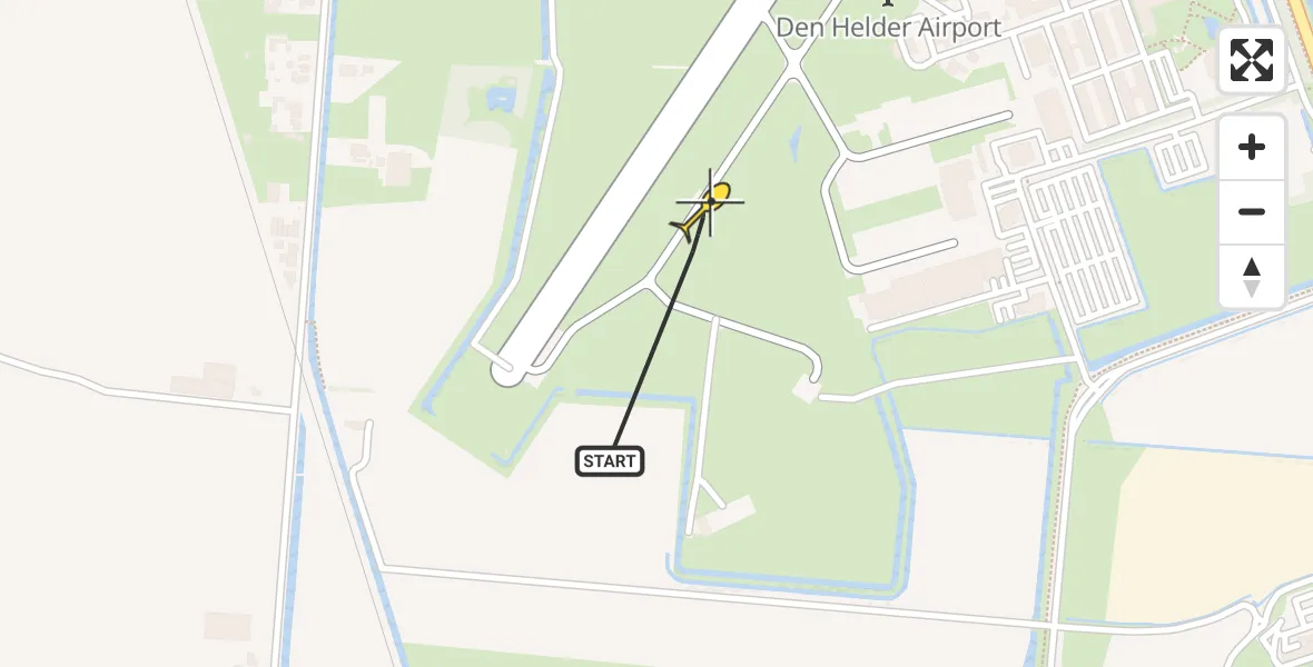 Vluchtroute Kustwachthelikopter van Vliegveld De Kooy naar Vliegveld De Kooy