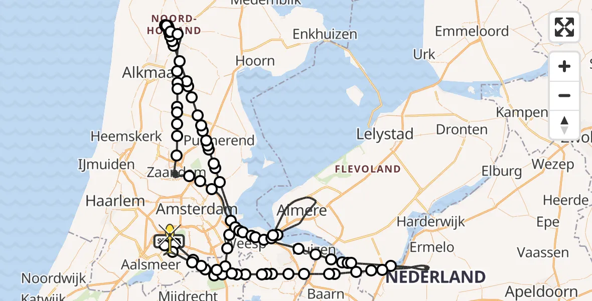 Routekaart van de vlucht: Politieheli naar Schiphol, Schipholweg