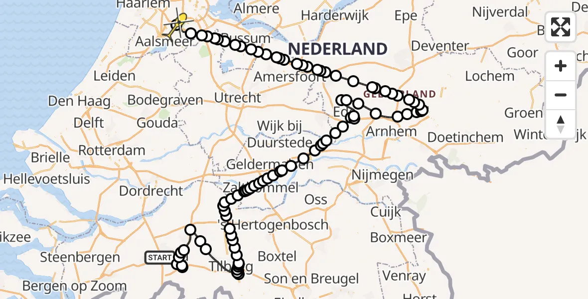 Routekaart van de vlucht: Politieheli naar Schiphol, Liesboslaan