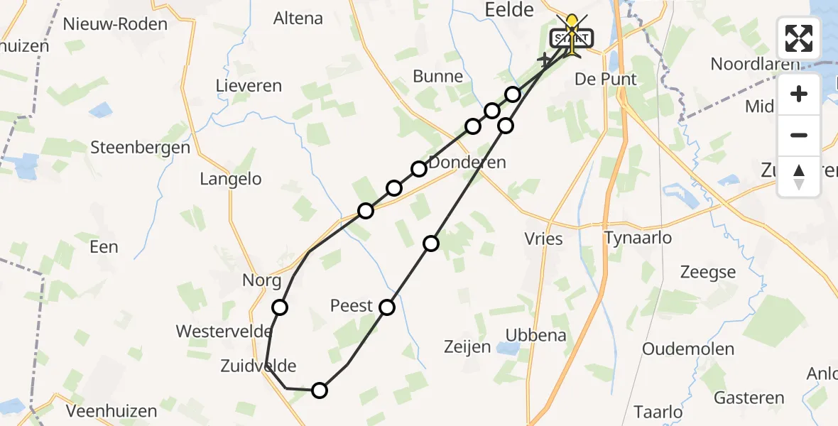 Routekaart van de vlucht: Lifeliner 4 naar Groningen Airport Eelde, Homsteeg