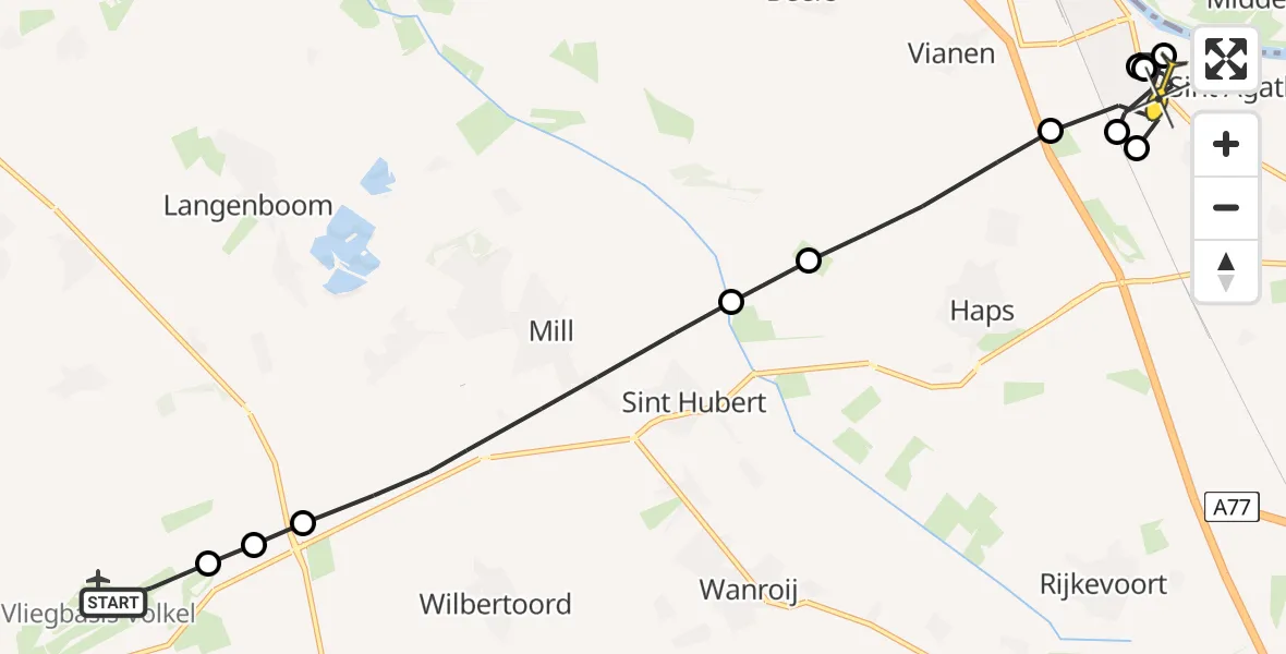 Routekaart van de vlucht: Lifeliner 3 naar Sint Agatha, Zeelandsedijk