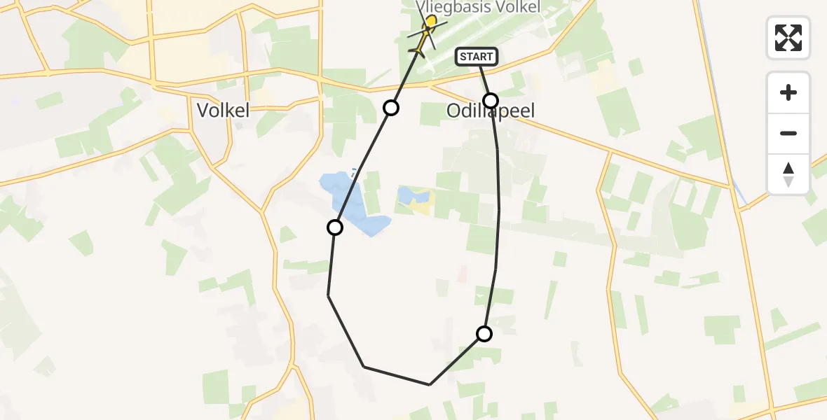 Routekaart van de vlucht: Lifeliner 3 naar Vliegbasis Volkel, Wolfstraat