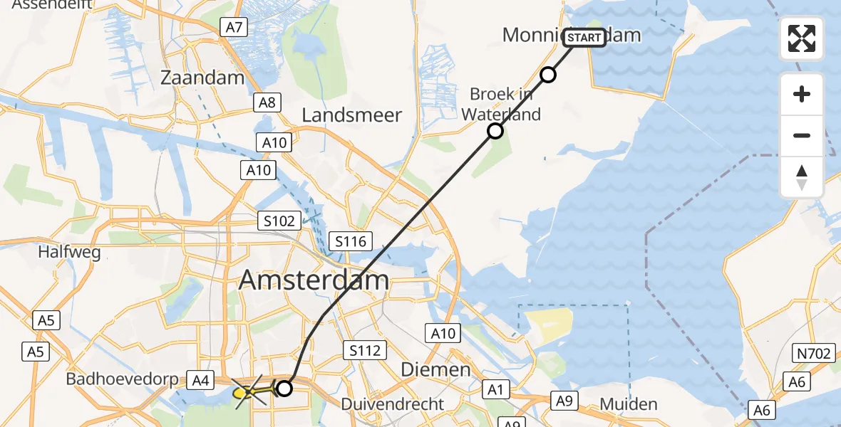 Routekaart van de vlucht: Lifeliner 1 naar VU Medisch Centrum Amsterdam, Lameroen