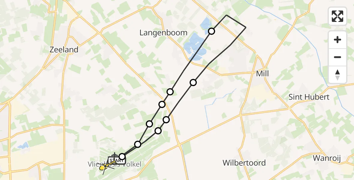 Routekaart van de vlucht: Lifeliner 3 naar Vliegbasis Volkel, Zeelandsedijk