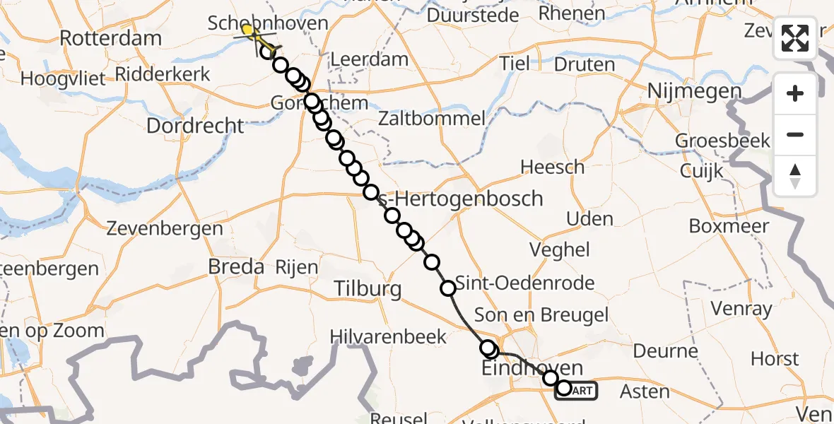 Routekaart van de vlucht: Lifeliner 3 naar Groot-Ammers, Gloin