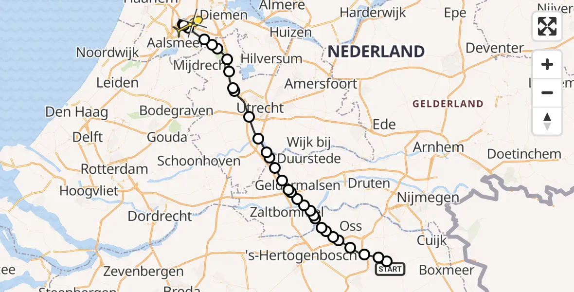 Routekaart van de vlucht: Politieheli naar Schiphol, Houtvennen