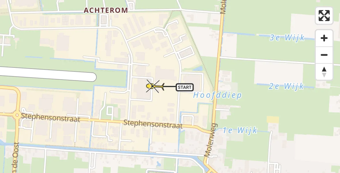 Routekaart van de vlucht: Politiehelikopter naar Vliegveld Hoogeveen, Zeppelinstraat