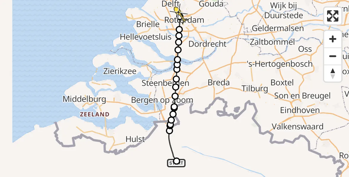 Routekaart van de vlucht: Lifeliner 2 naar Rotterdam The Hague Airport, Brandenburgbaan