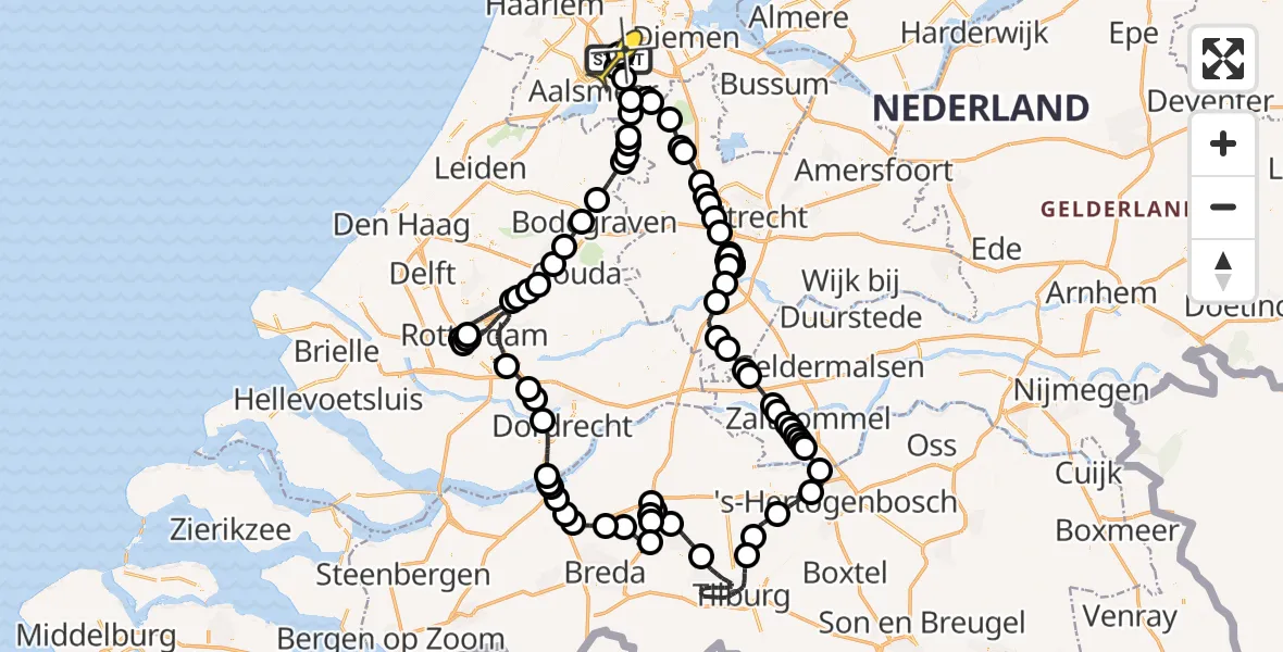 Routekaart van de vlucht: Politieheli naar Schiphol, Westerkimweg