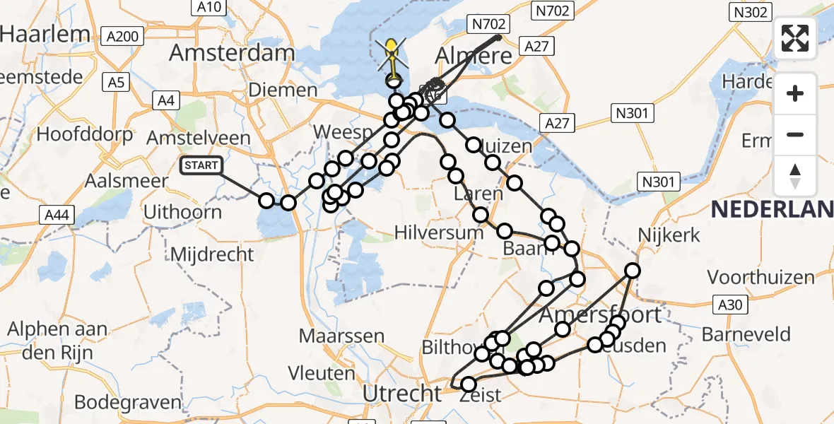 Routekaart van de vlucht: Politieheli naar Almere, Botsholsedijk