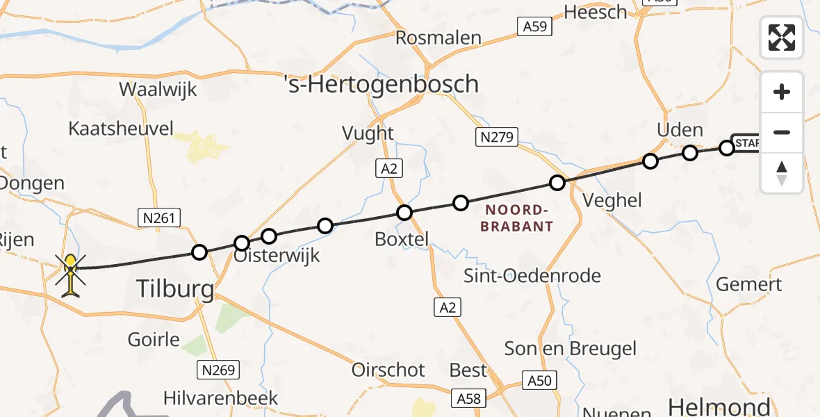 Routekaart van de vlucht: Lifeliner 3 naar Tilburg, Bleukweg