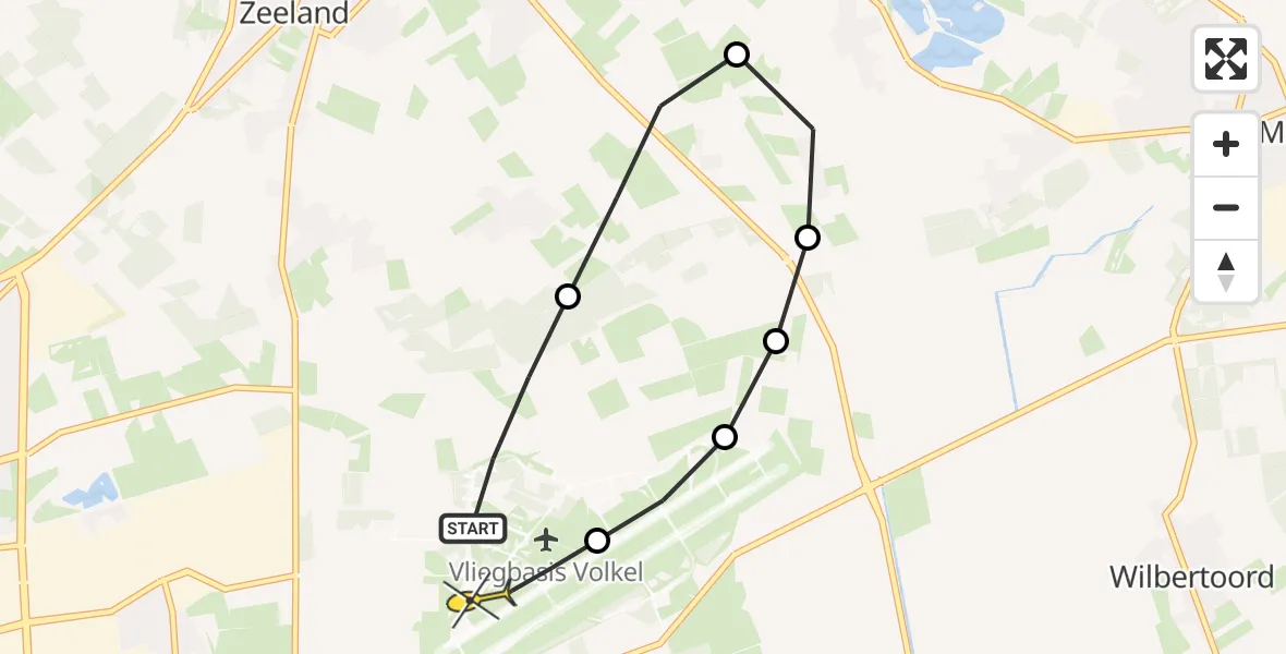 Routekaart van de vlucht: Lifeliner 3 naar Vliegbasis Volkel, Millsebaan