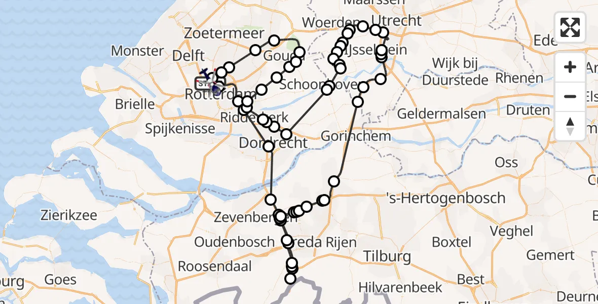 Vluchtroute Politiehelikopter Rotterdam The Hague Airport - Rotterdam The Hague Airport, 03 maart 2025, 08:04