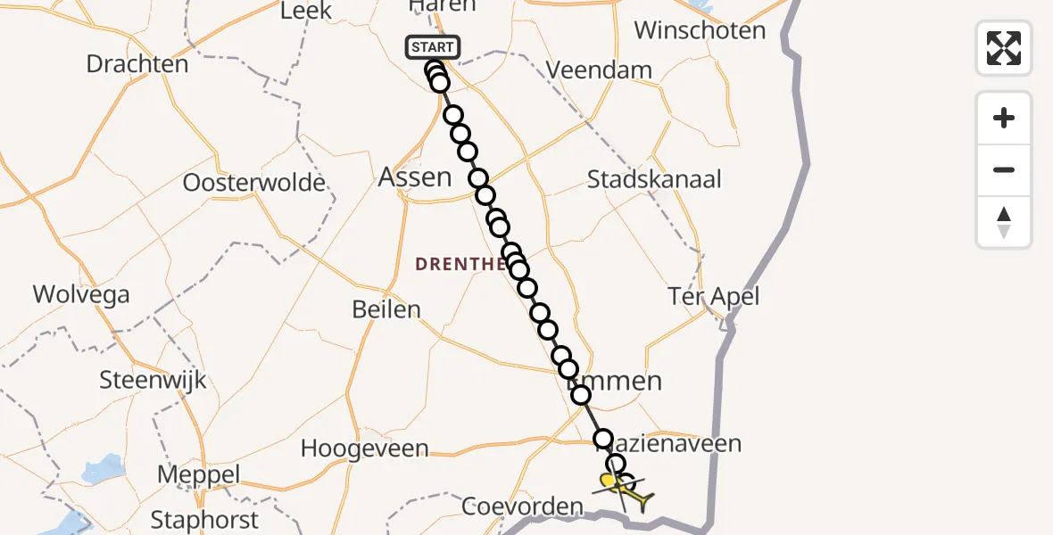 Routekaart van de vlucht: Lifeliner 4 naar Schoonebeek, Breukenweg