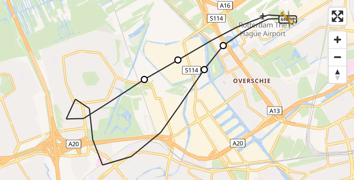 Vluchtroute Traumahelikopter Rotterdam The Hague Airport - Rotterdam The Hague Airport, 03 maart 2025, 08:15