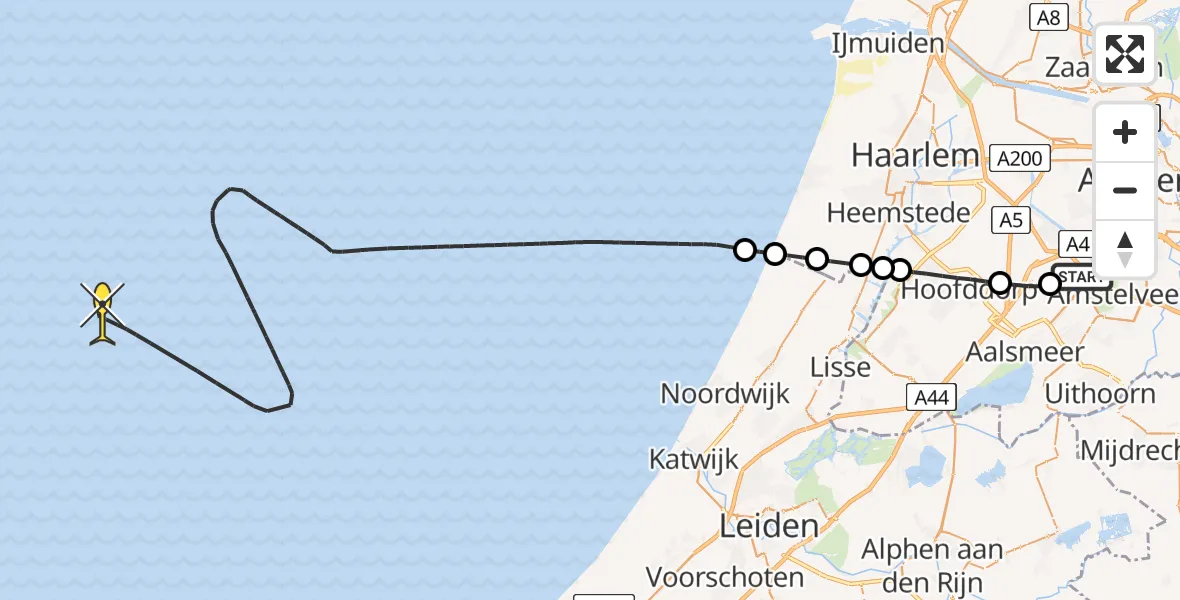 Routekaart van de vlucht: Politieheli naar Loevesteinse Randweg