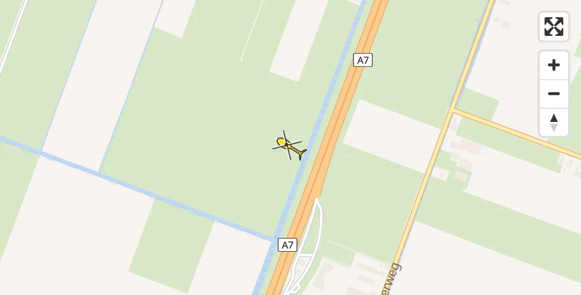 Routekaart van de vlucht: Politiehelikopter naar Middenbeemster