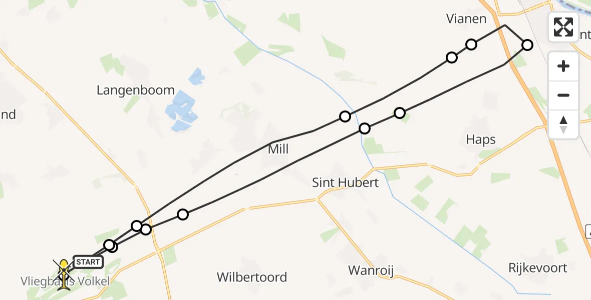 Routekaart van de vlucht: Lifeliner 3 naar Vliegbasis Volkel, Spottersweg
