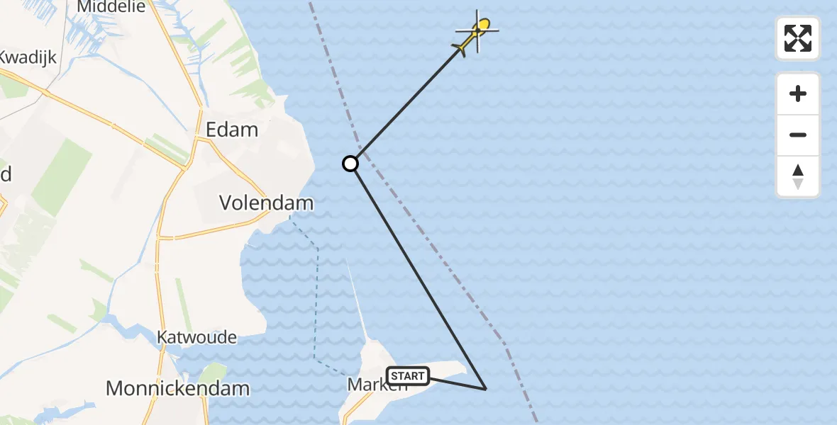 Routekaart van de vlucht: Politieheli naar Lelystad, Oosterpad