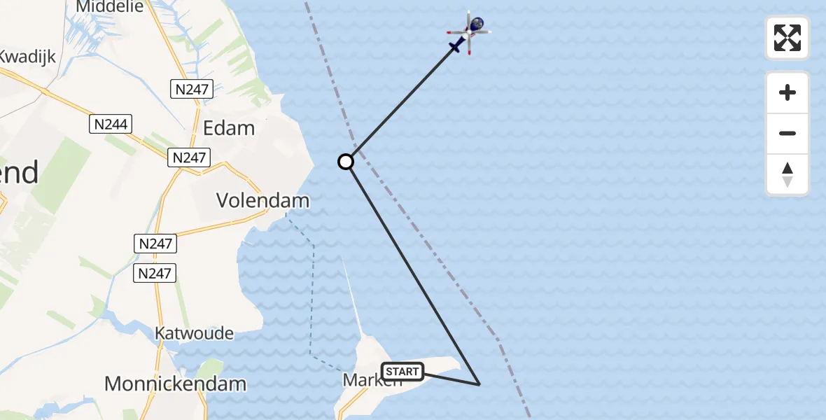 Vluchtroute Politiehelikopter Marken - Lelystad, 03 maart 2025, 10:23