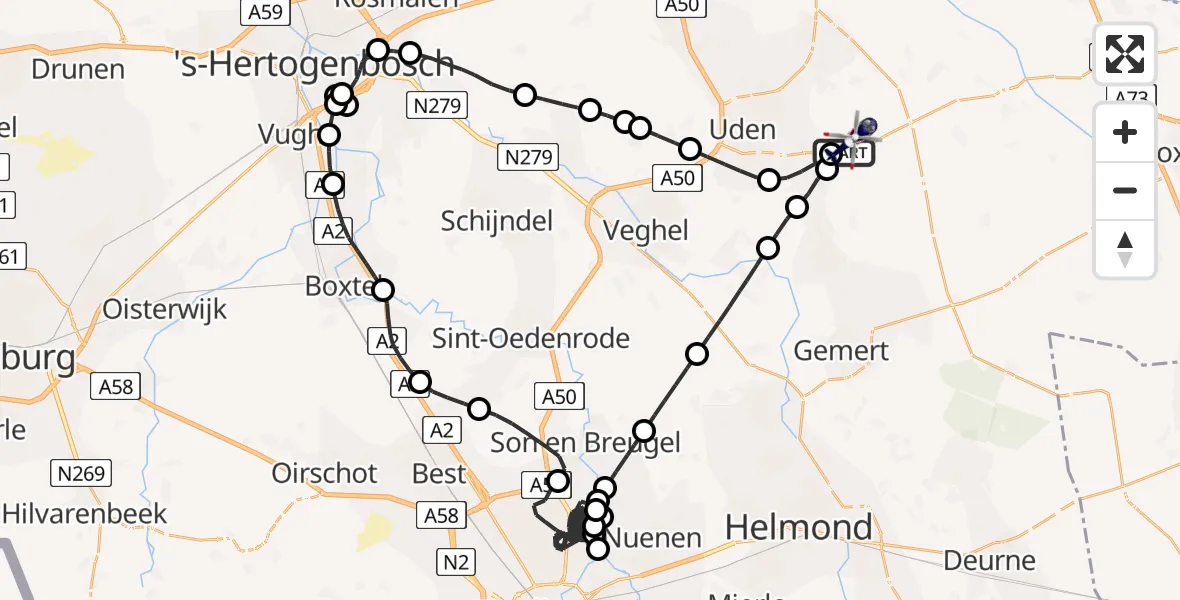 Vluchtroute Politiehelikopter Vliegbasis Volkel - Vliegbasis Volkel, 03 maart 2025, 11:28