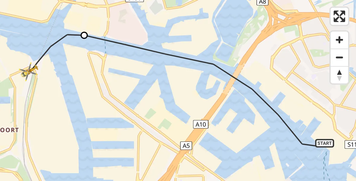 Vluchtroute Traumahelikopter Amsterdam - Amsterdam Heliport, 03 maart 2025, 12:16