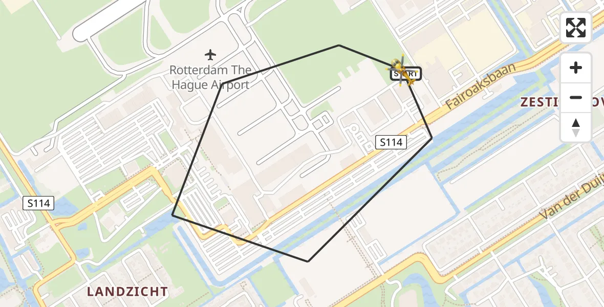 Vluchtroute Traumahelikopter Rotterdam The Hague Airport - Rotterdam The Hague Airport, 03 maart 2025, 14:42
