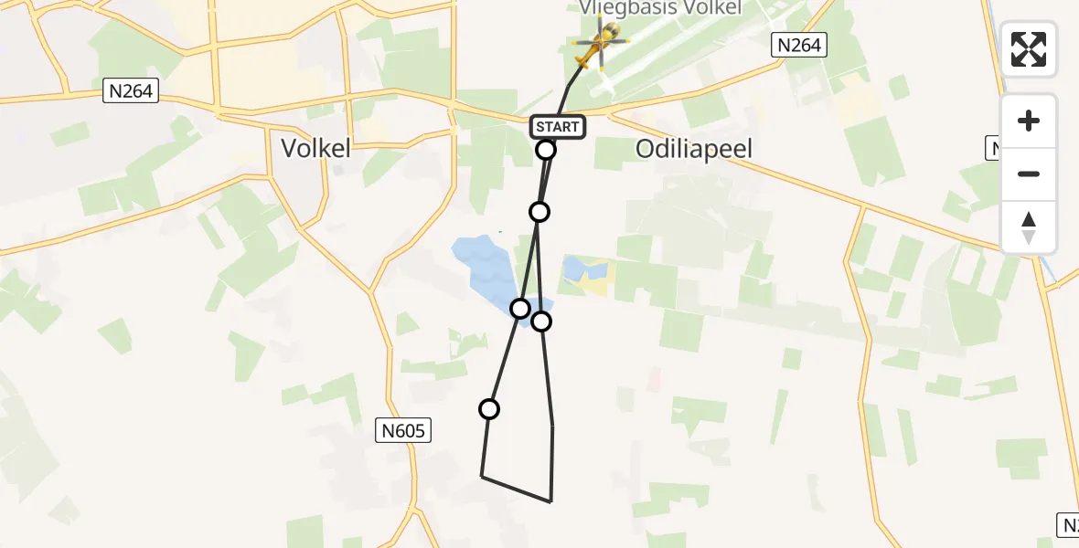 Vluchtroute Traumahelikopter Vliegbasis Volkel - Vliegbasis Volkel, 03 maart 2025, 14:58