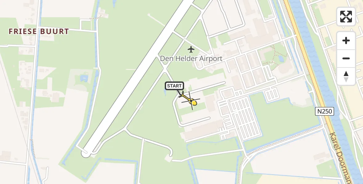 Vluchtroute Kustwachthelikopter van Vliegveld De Kooy naar Vliegveld De Kooy