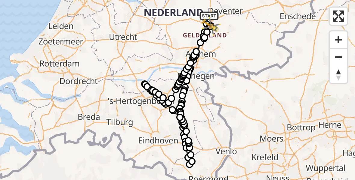 Vluchtroute Traumahelikopter Apeldoorn - Lieren, 03 maart 2025, 17:59