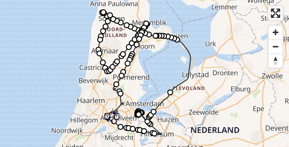 Vluchtroute Politiehelikopter Schiphol - Schiphol, 03 maart 2025, 18:56