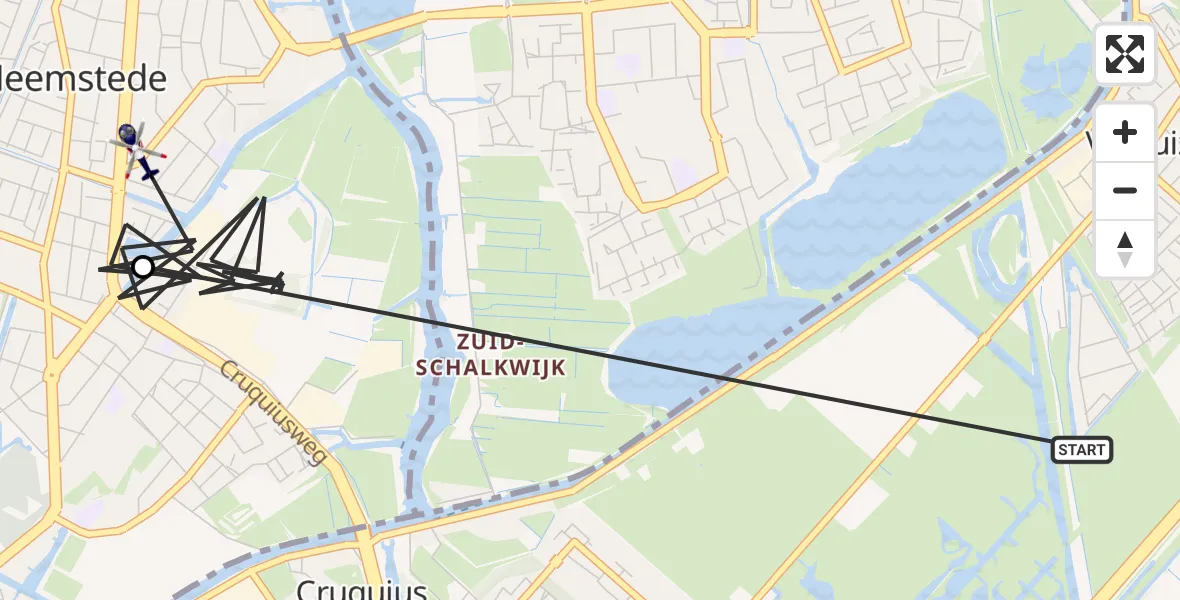 Vluchtroute Politiehelikopter Vijfhuizen - Heemstede, 03 maart 2025, 19:18
