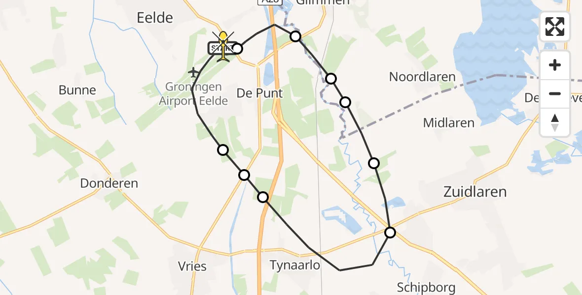 Routekaart van de vlucht: Lifeliner 4 naar Groningen Airport Eelde, Moespot